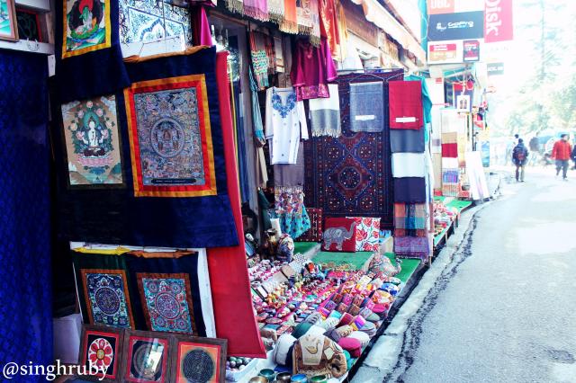 Colorful shops down the lane of the main market.